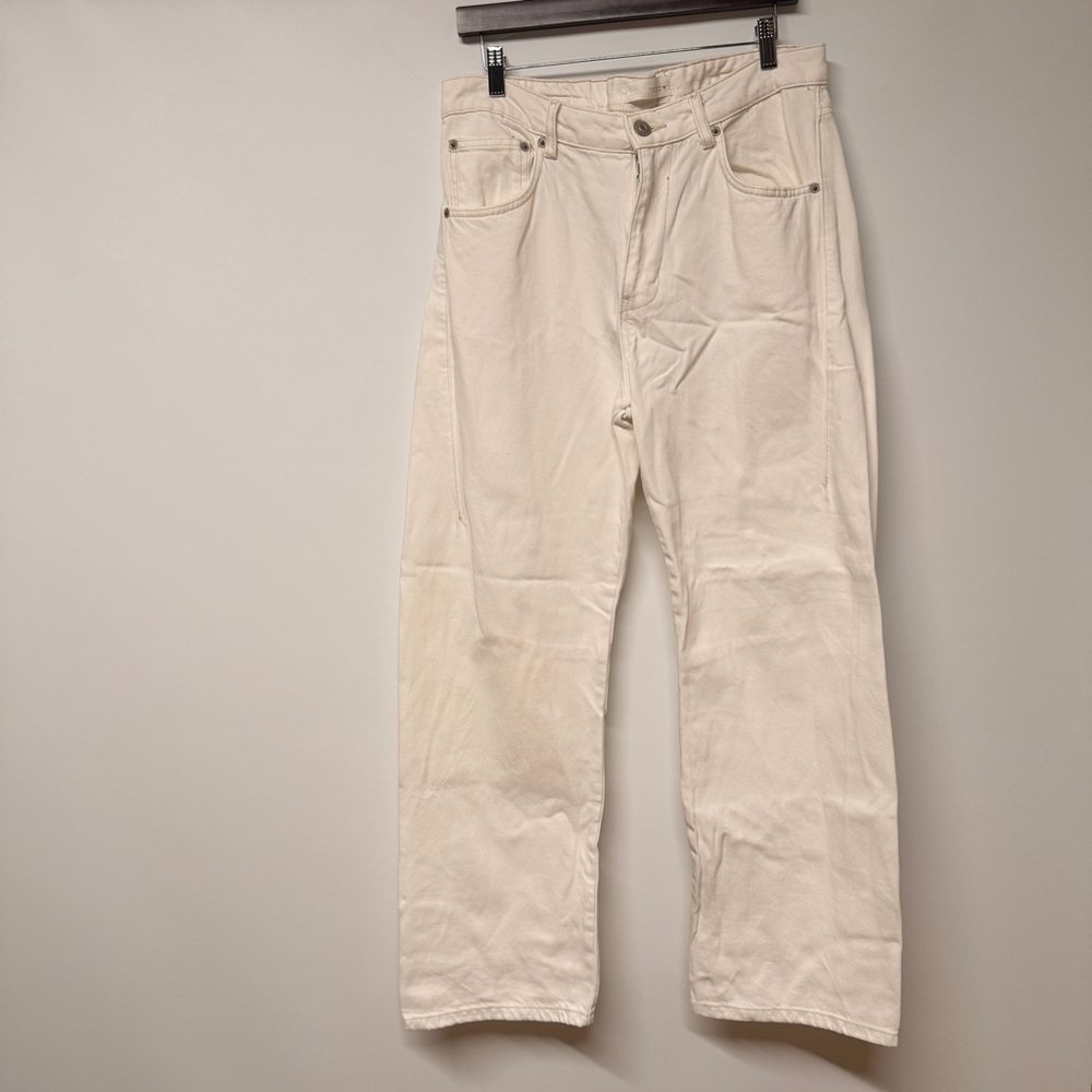 Zara Off-White Straight Leg Jeans
